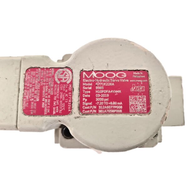 MOOG Electro Hydraulic Servo Valve G771K226A H10FOFA4VH4R